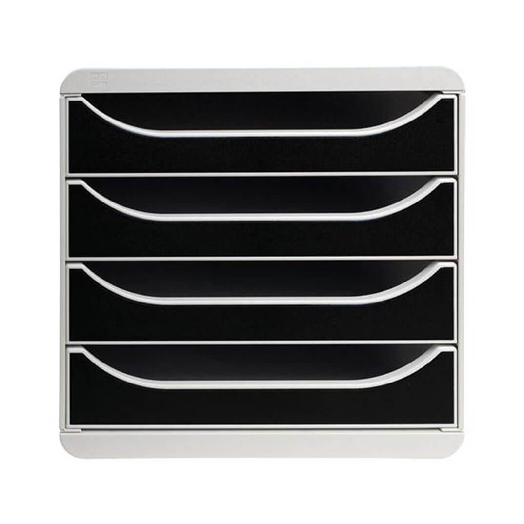 Módulo office-set gris-negro de 4 cajones