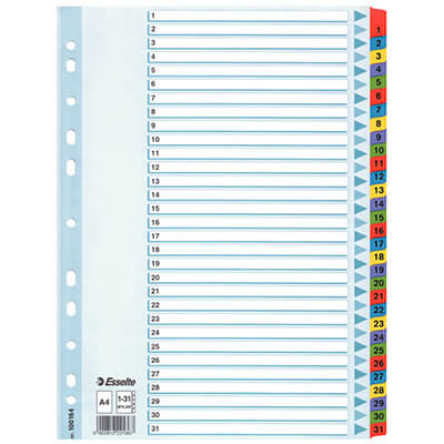 Índice cartró A4 Esselte mylar del 1-31