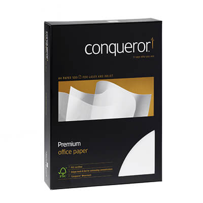 Paquet paper Conqueror A4 100g verjurat blanc