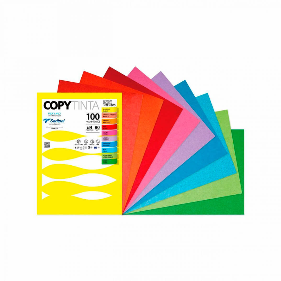 Paquete papel A4 80g colores surtidos intensos