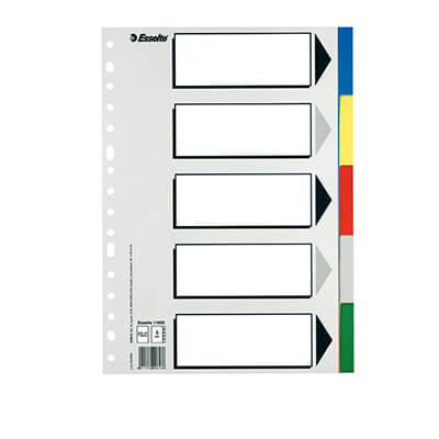 Juego 5 separadores PP Folio 16 anillas