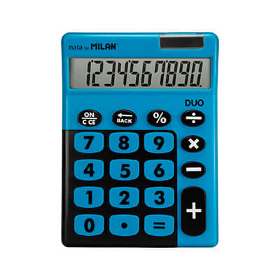 Calculadora Milan 10 dígitos teclas grandes azul