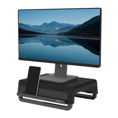 Suport elevador monitor recicable Breyta negre