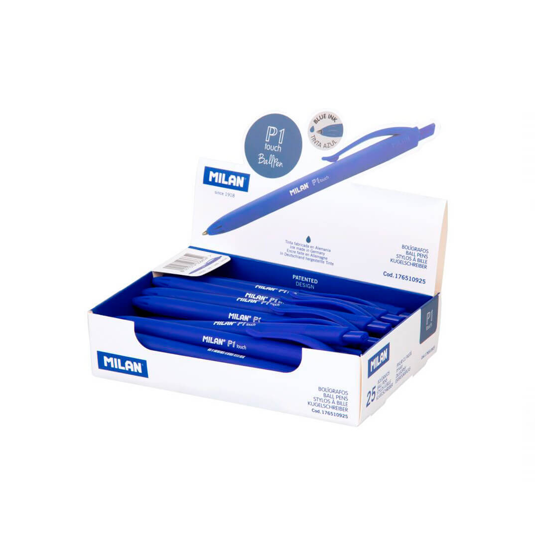 Caja 25 bolígrafos Milan P1 Touch azul