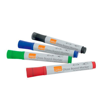 Pack 4 rotuladores Nobo surtidos pizarra cristal