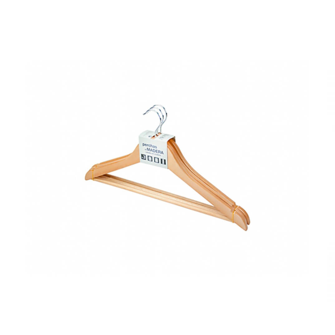 Pack 3 percha Rozenbal madera natural barnizada