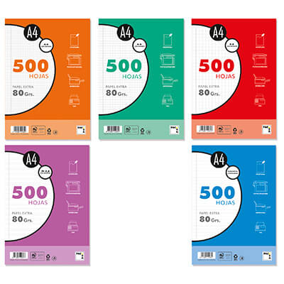 Paquete 500 hojas A4 rayado horizontal 80g (resma)