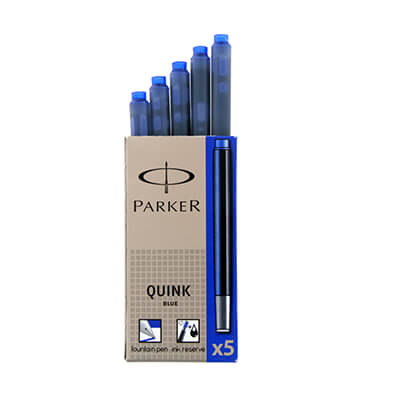 Cajita 5 cartuchos quink Parker azul