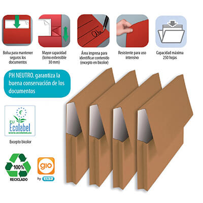 Subcarpeta pocket fuelle 30mm kraft bicolor