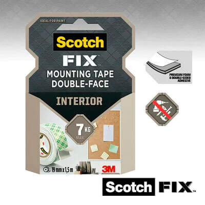 Cinta suport fixacions blanca Scotch 19mm x 1,5m