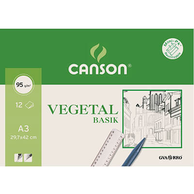 Paquete papel vegetal Canson A3 95g  12 hojas