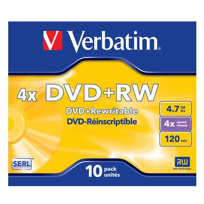 Pack de 5 DVD+rw Verbatim regrabable 4,7 GB