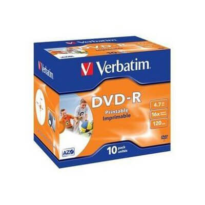 Pack de 10 DVD-r 4.7GB 16x Verbatim imprimible