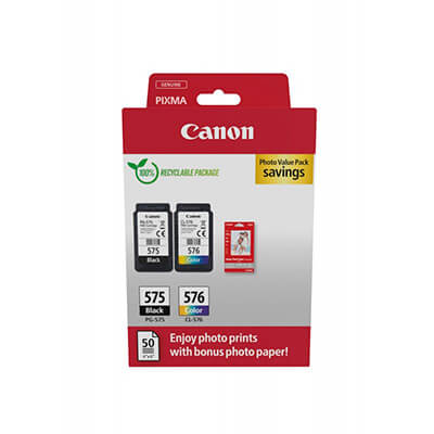 Pack Canon ink-jet PG575/CL576 + 50f paper foto