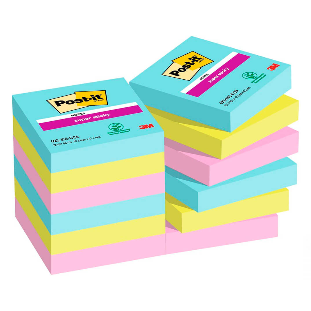 12 blocs POST-IT® Super Sticky Cosmic 47,6x47,6