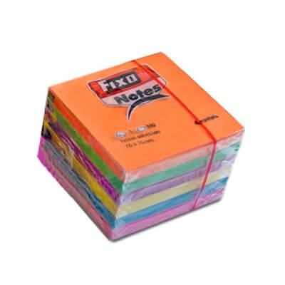 Pack 6 block 100 notas adhesivas Fixo 76x76 neón