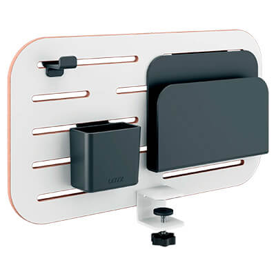 Organizador panel perforado con accesorios gris