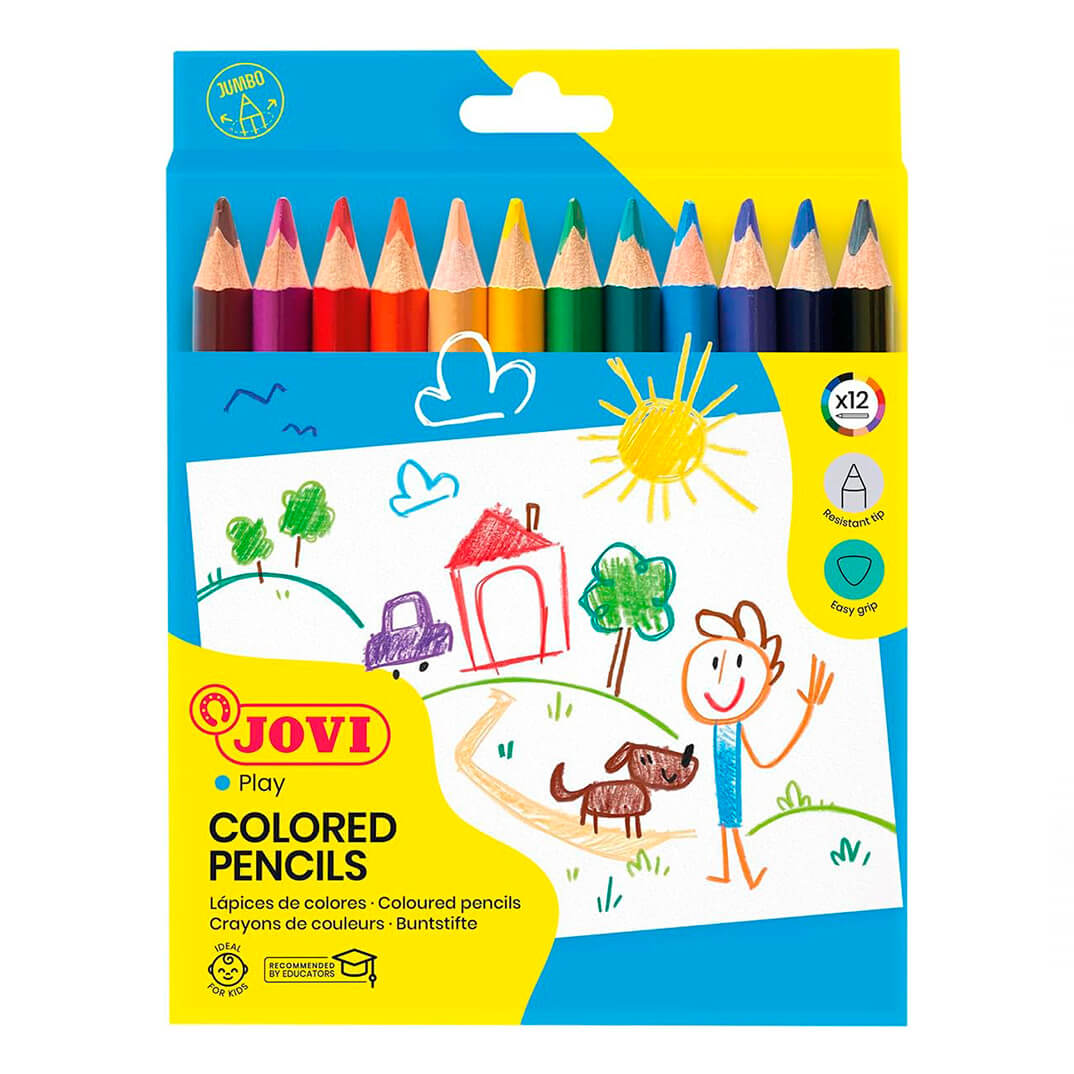 Caja 12 lápices Jovi triangulares colores surt