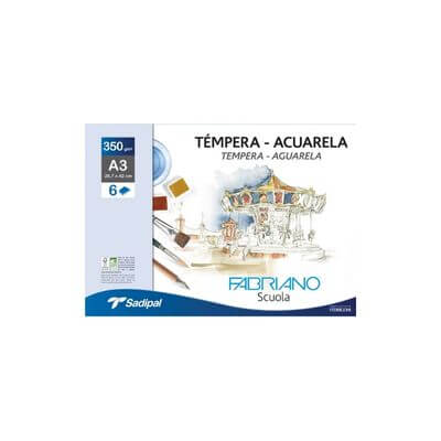 Bloc aquarel·la Fabriano A3 350g 6 fulls blanc