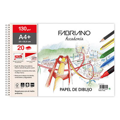 Bloc espiral papel dibujo 130g A4+ 20 hojas