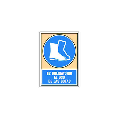 Placa alumini A4 "uso obligatorio botas seguridad"
