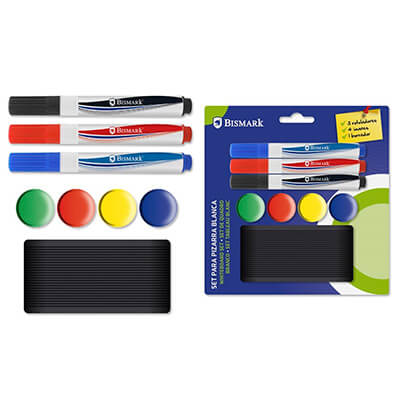 Kit pissarra: 3 retoladors + esborrador + 4 imans