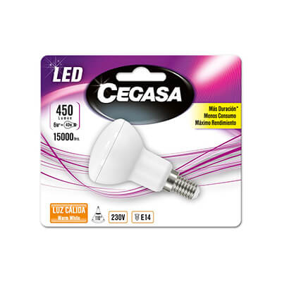 Bombeta Led  R50 6W 450 LM E14 càlida
