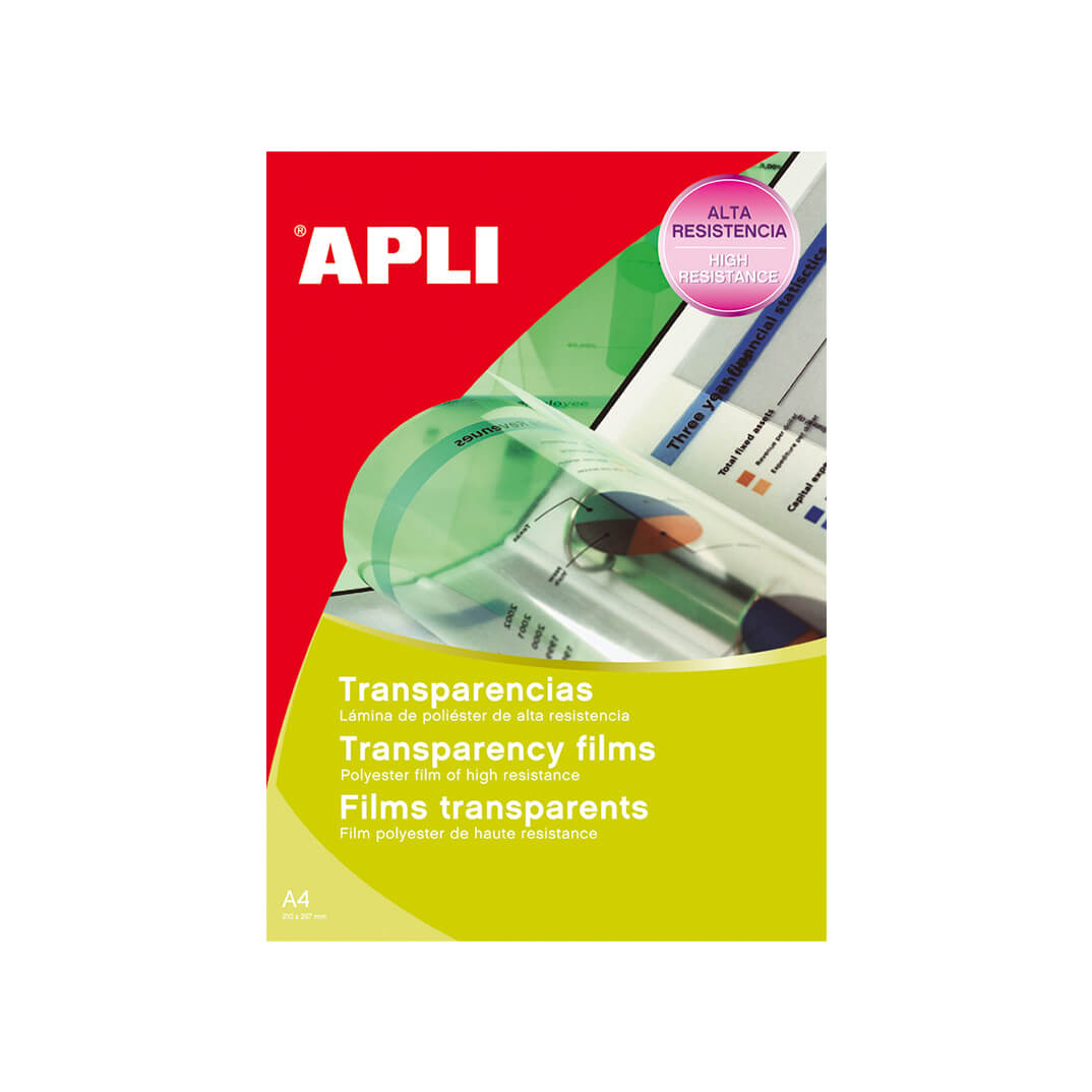 Caja 100 transparencias A4 sin banda para láser