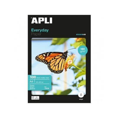 Paquete papel A4 brillante Apli Everyday 180g