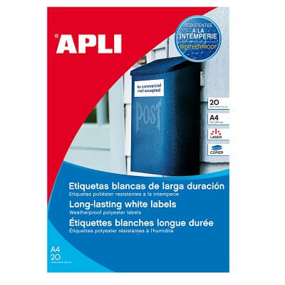 Etiquetes adhesives intemperie A4 20f 99,1x38,1mm
