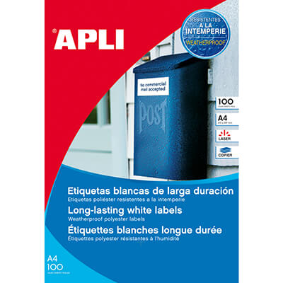 Etiquetas adhesivas intemperie A4 100h 210 x 297mm