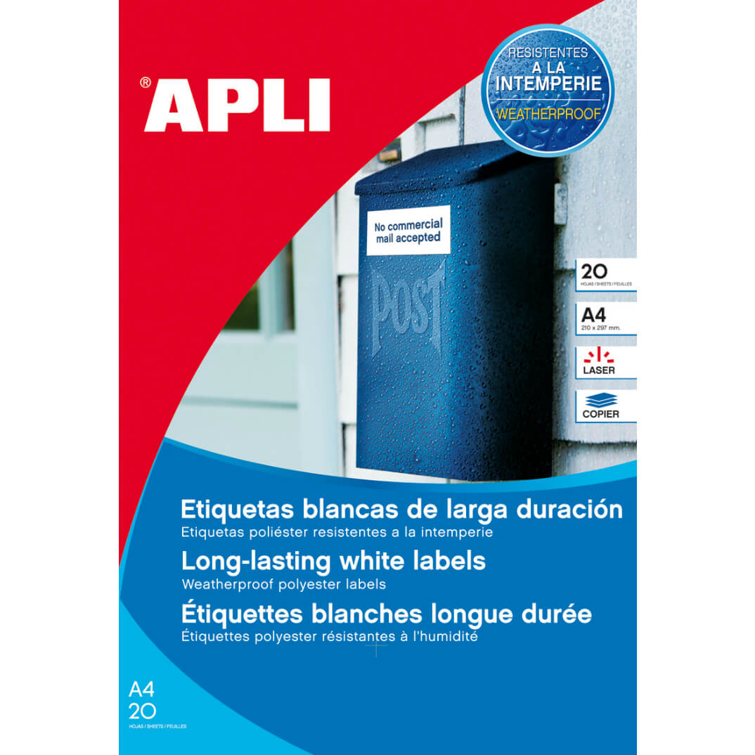 Etiquetes adhesives intempèrie A4 20f 105 x 148mm