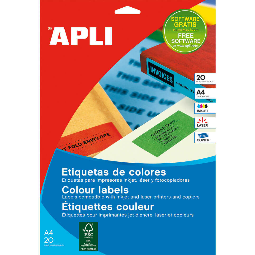 Etiquetes adhesives A4 color groc 210x297