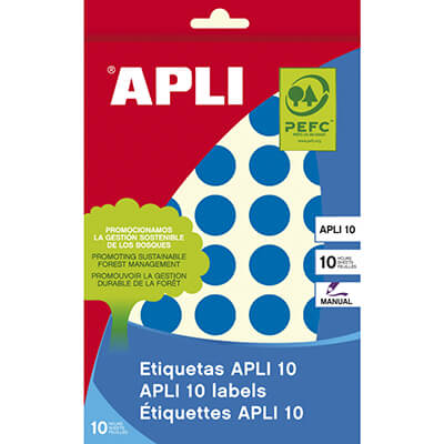 Sobre etiquetes adhesives Apli-8 19mm blaves
