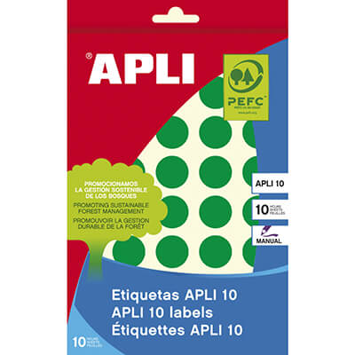 Sobre etiquetes adhesives Apli-8 19mm verdes
