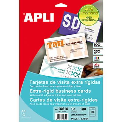 Targetes 89x51mm 250g cantells llisos 100u