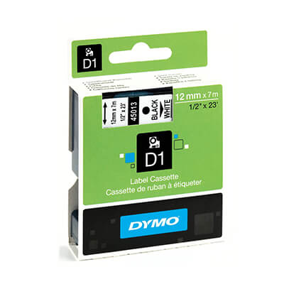 Cinta Dymo D1 12mm negre/transparent