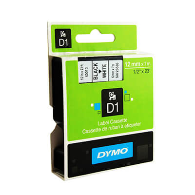 Cinta Dymo D1 12mm negre/blanc