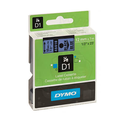 Cinta Dymo D1 12mm negre/blau