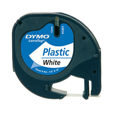 Cinta Dymo tag plàstic blanc perla