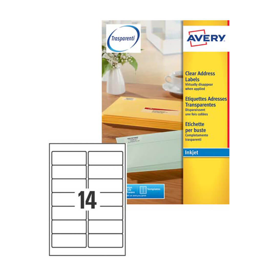 Etiquetes Avery A4 ink-jet 99,1x38,1 transparents