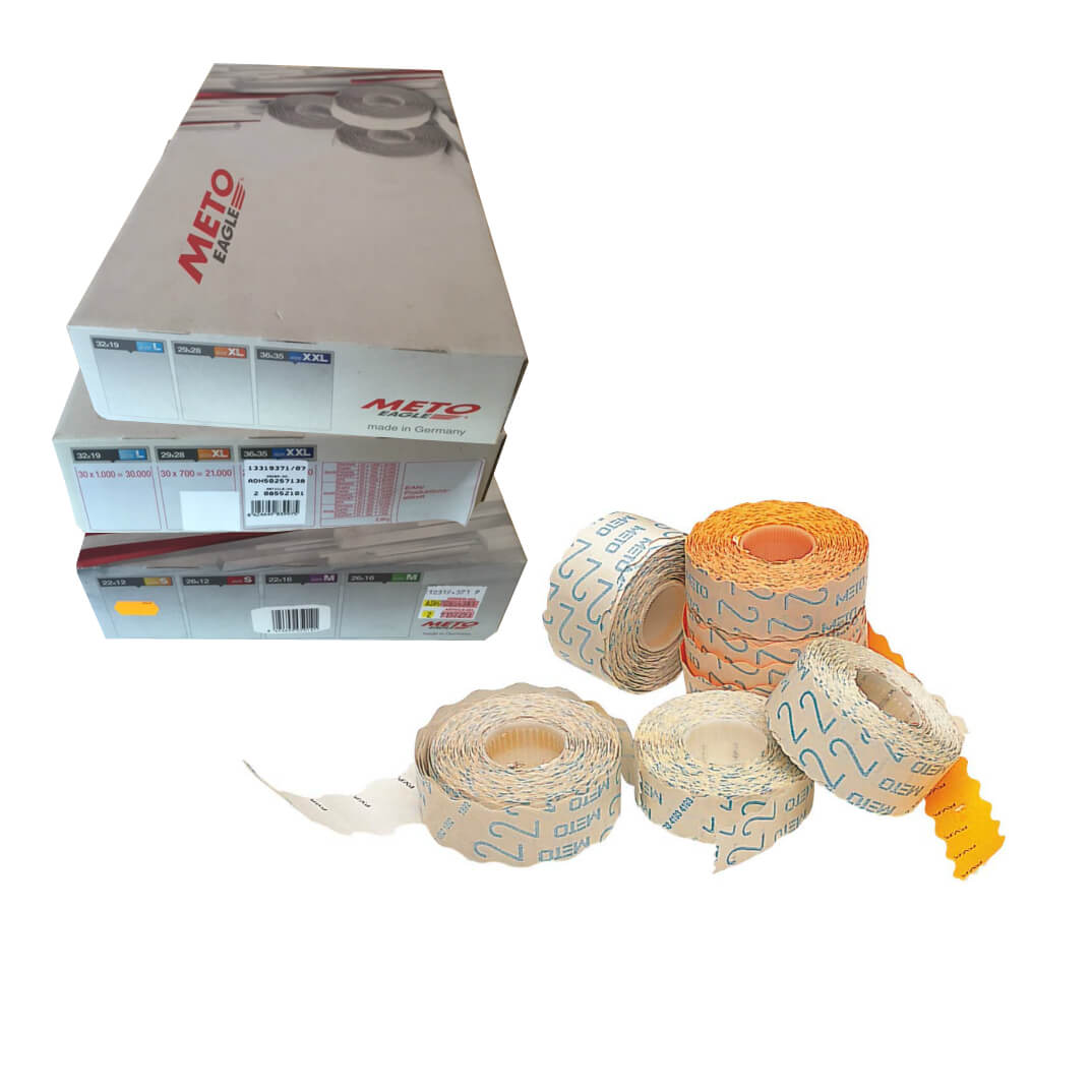 Caja 42 rollos de 1.500 etiquetas meto 22x12