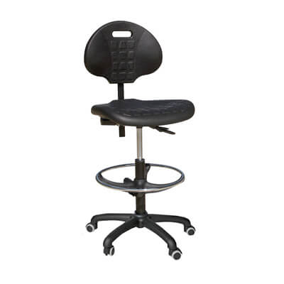 Taburete DACTILUS alto con aro y ruedas