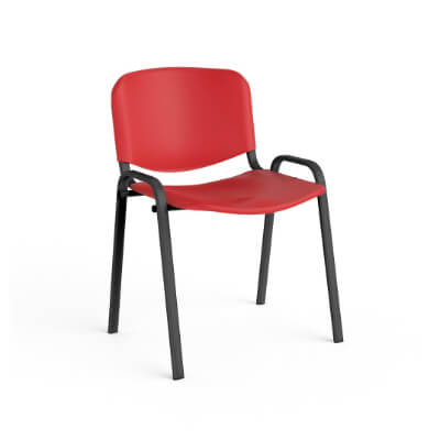 Silla COLECTIV en polipropileno rojo y tubo negro