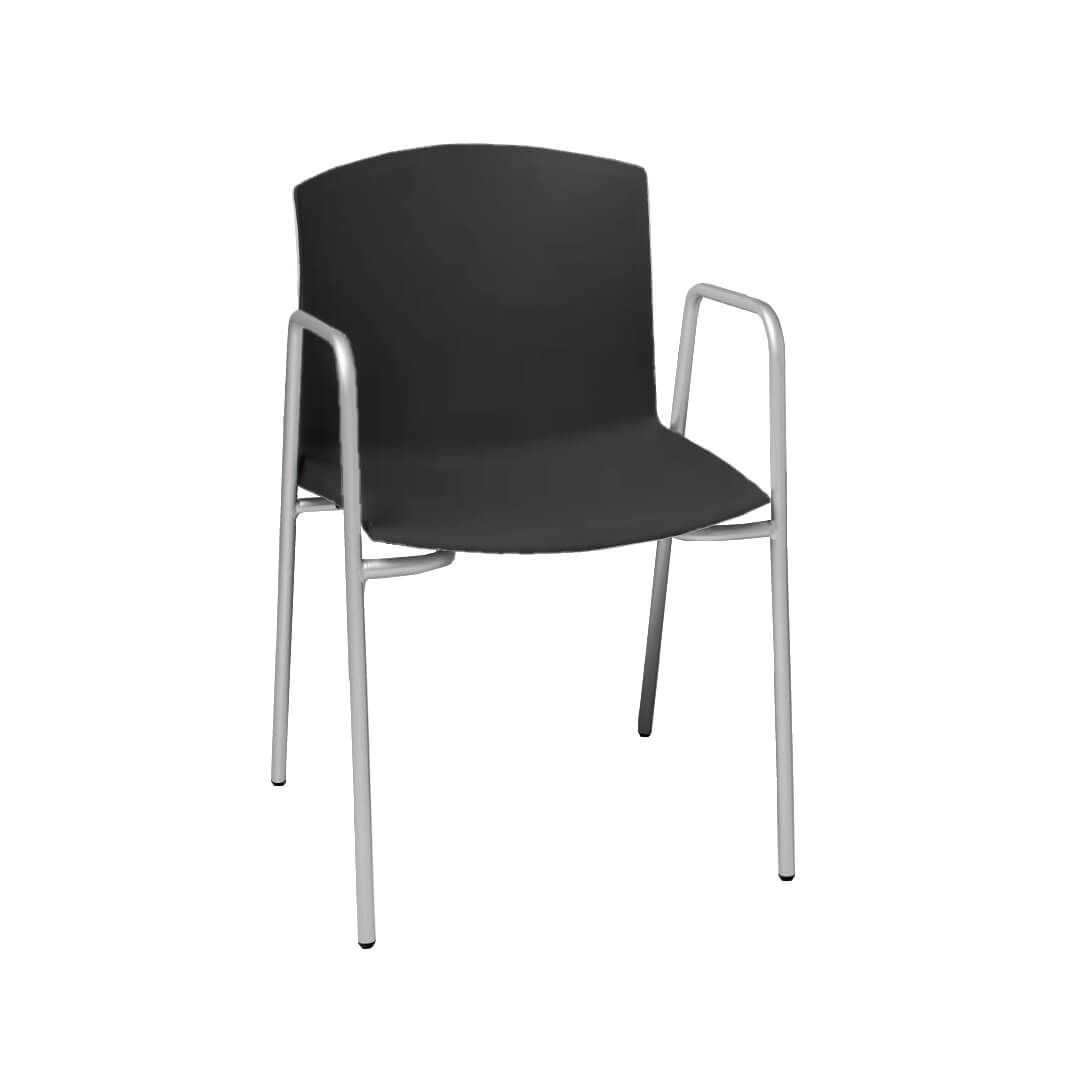 Silla SQUARE monocarcasa en PP negro con brazos