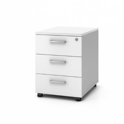 Cajonera melamina blanca de 3 cajones con ruedas
