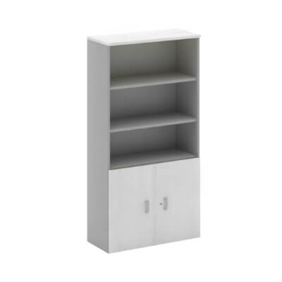 Armario con puertas bajas blanco/plata 80x196