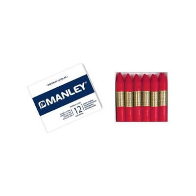 Caja 12 ceras Manley rojo clasio