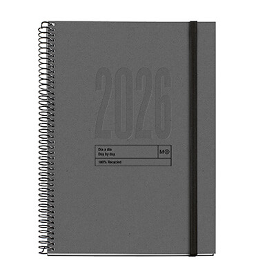 Agenda espiral Plus Recycled D/P Cast negra