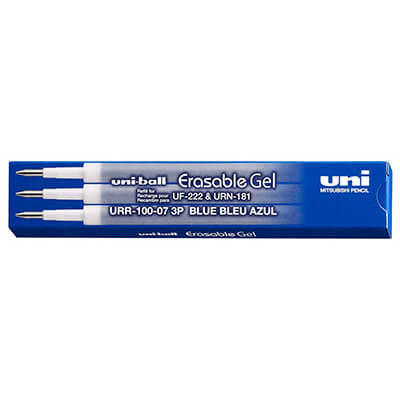 Pack 3 recambios bolígrafo Uniball borrable azul